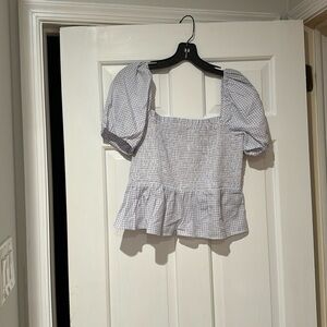 J. Crew NWT Gingham Puff Sleeve Top
